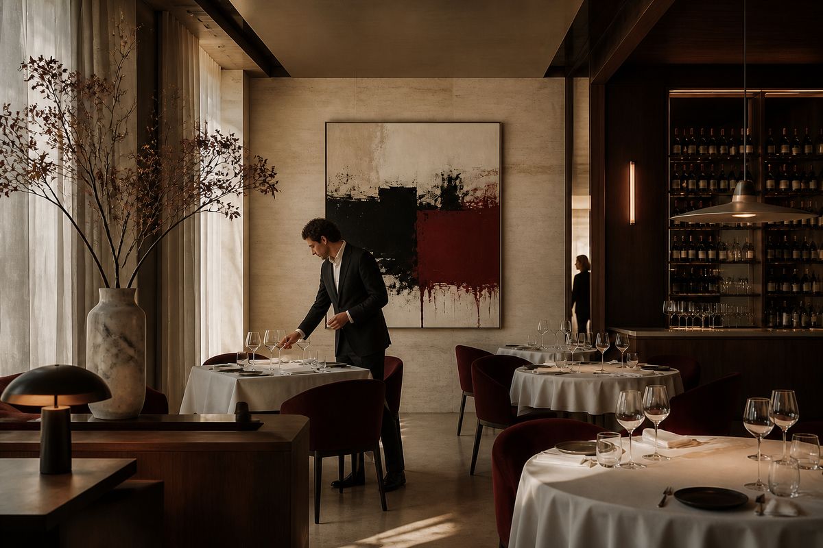 Ristorante fine dining con opera d'arte contemporanea