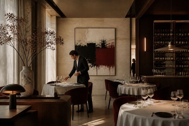 Ristorante fine dining con opera d'arte contemporanea